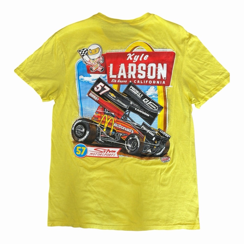 Kyle Larson Sprint Car McDonald's Silva Motorsports Yellow Tee Shirt Mens Small